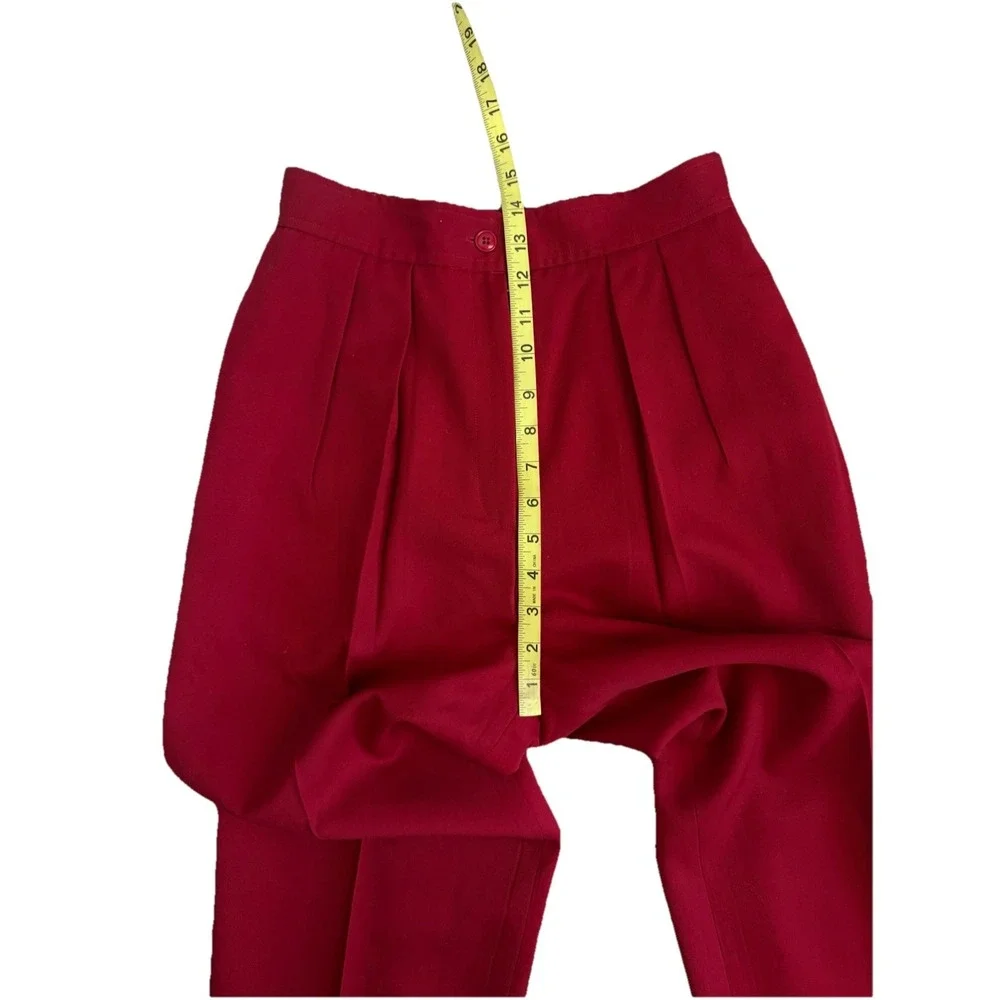 Carlisle Pleated Red Trouser Pant Women 6 Wool‎ Retro Classic Career Office Work